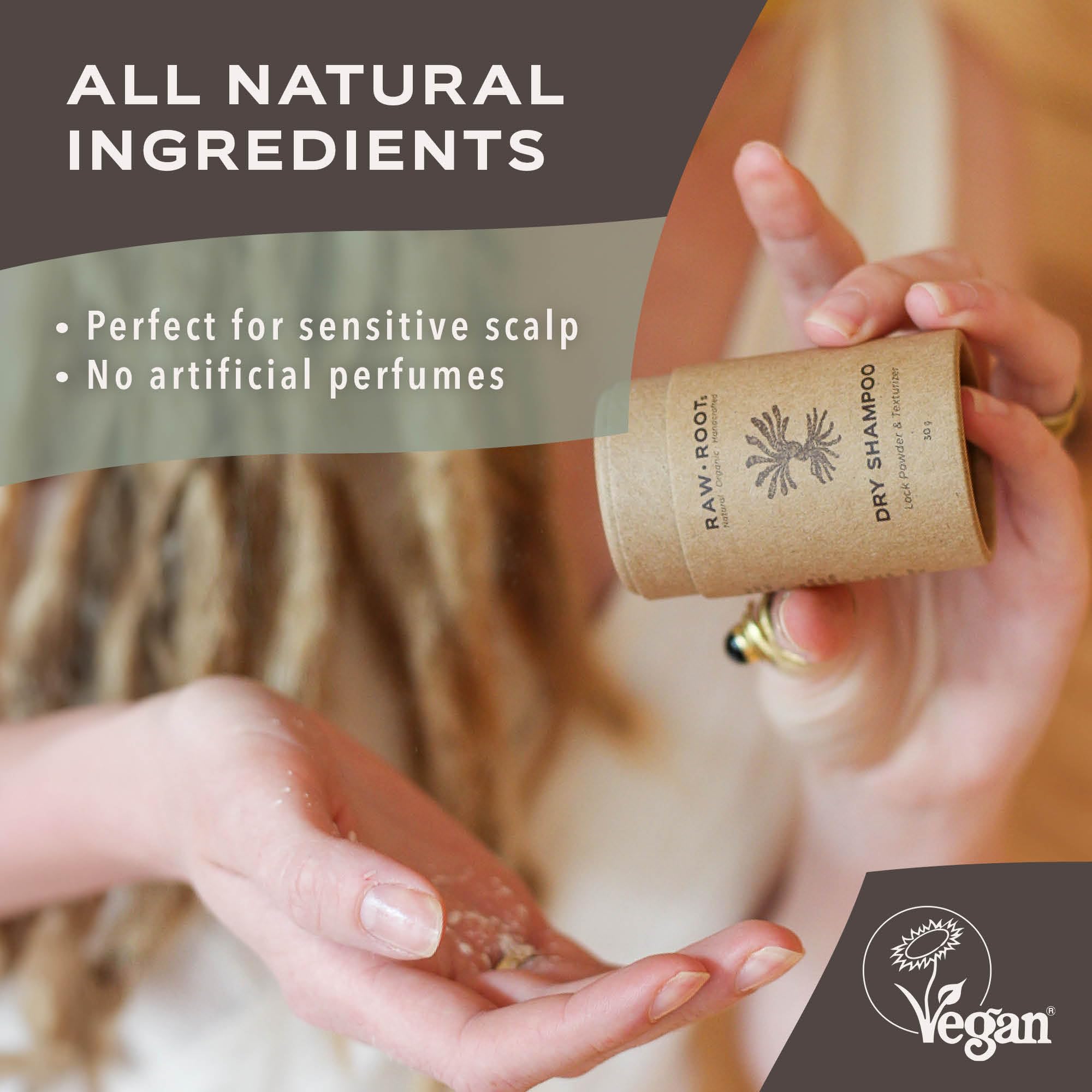 RAW ROOTs | Shampooing Sec pour Dreadlocks | Sans résidus & Pas de Résines ou d'oxydes difficiles à laver. Sans Parfum & Certifié par The Vegan Society | 100g