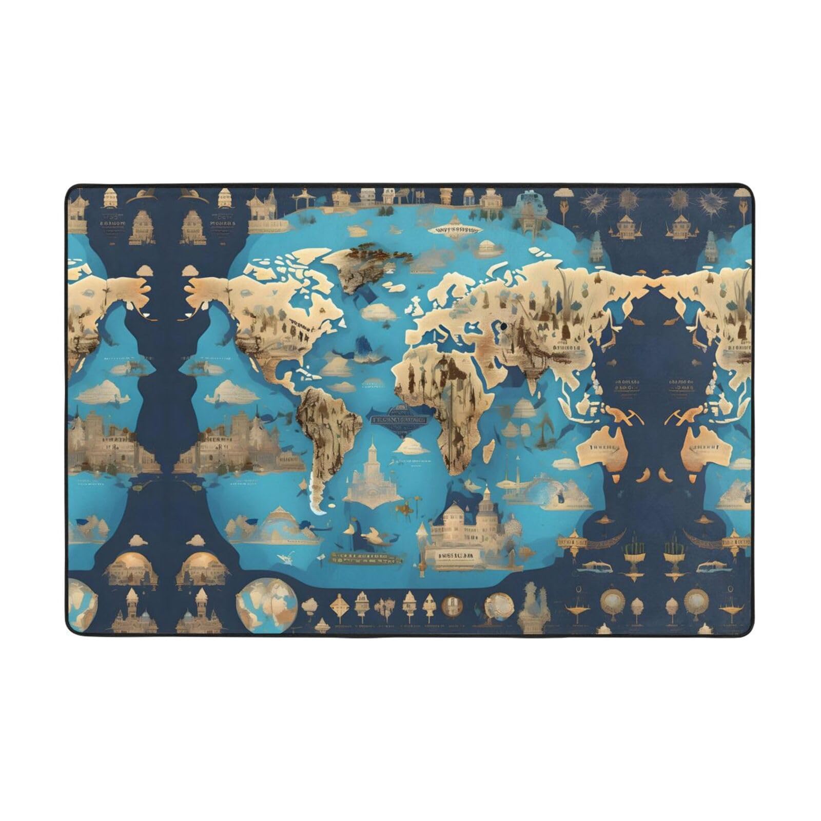 Tapis géographique du monde chambre enfant grand salon doux design moderne