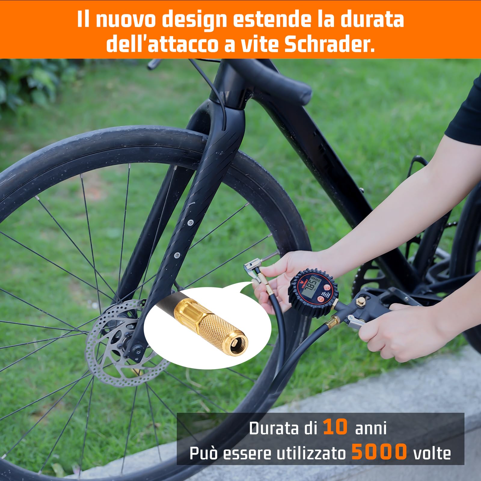 ETENWOLF T500 Manometro Pressione Gomme Pistola Gonfiaggio Pneumatici, Manometro Digitale Professionale 0-17Bar/250 PSI, Valvola di Riempimento e Accessori per Compressore con Borsa da Trasporto
