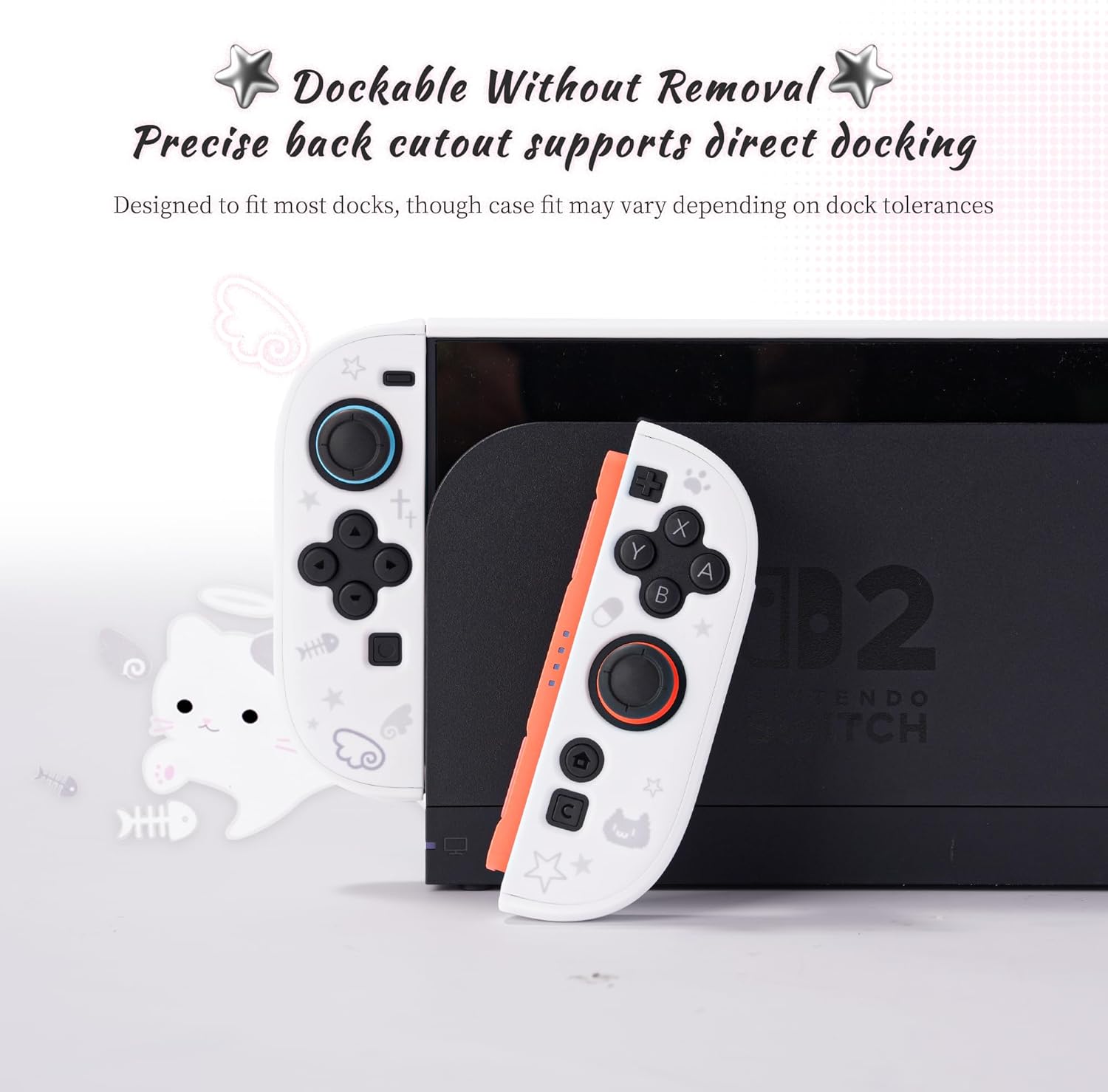 GeekShare Slim Protective Case Compatible with Switch 2 (2025), Anti-Scratche and Shock-Absorption Dockable Hard Shell for Switch 2 Game Console - Star Angel Cat