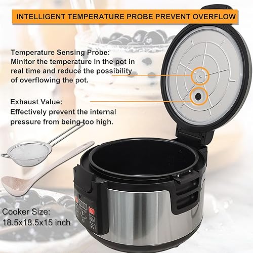 Miniatura 4 de Yovtekc - Olla comercial de tapioca con perlas, olla automática de tapioca de 16 litros, antiadherente, para hacer té de burbujas, con panel de