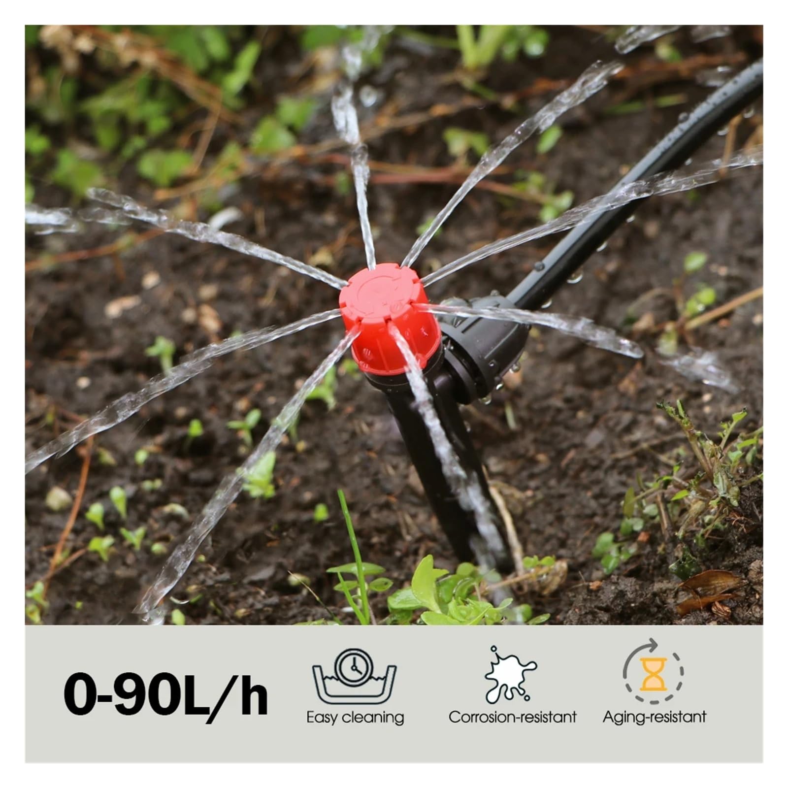 Connettore con bloccaggio da 16 mm for tubo da 4/7 mm Irrigatori con picchetto da 13 cm Kit di irrigazione a goccia for tubo da 1/2 "Ugelli a 8 fori Sistema di irrigazione del giardino(F-1-Way-5M)