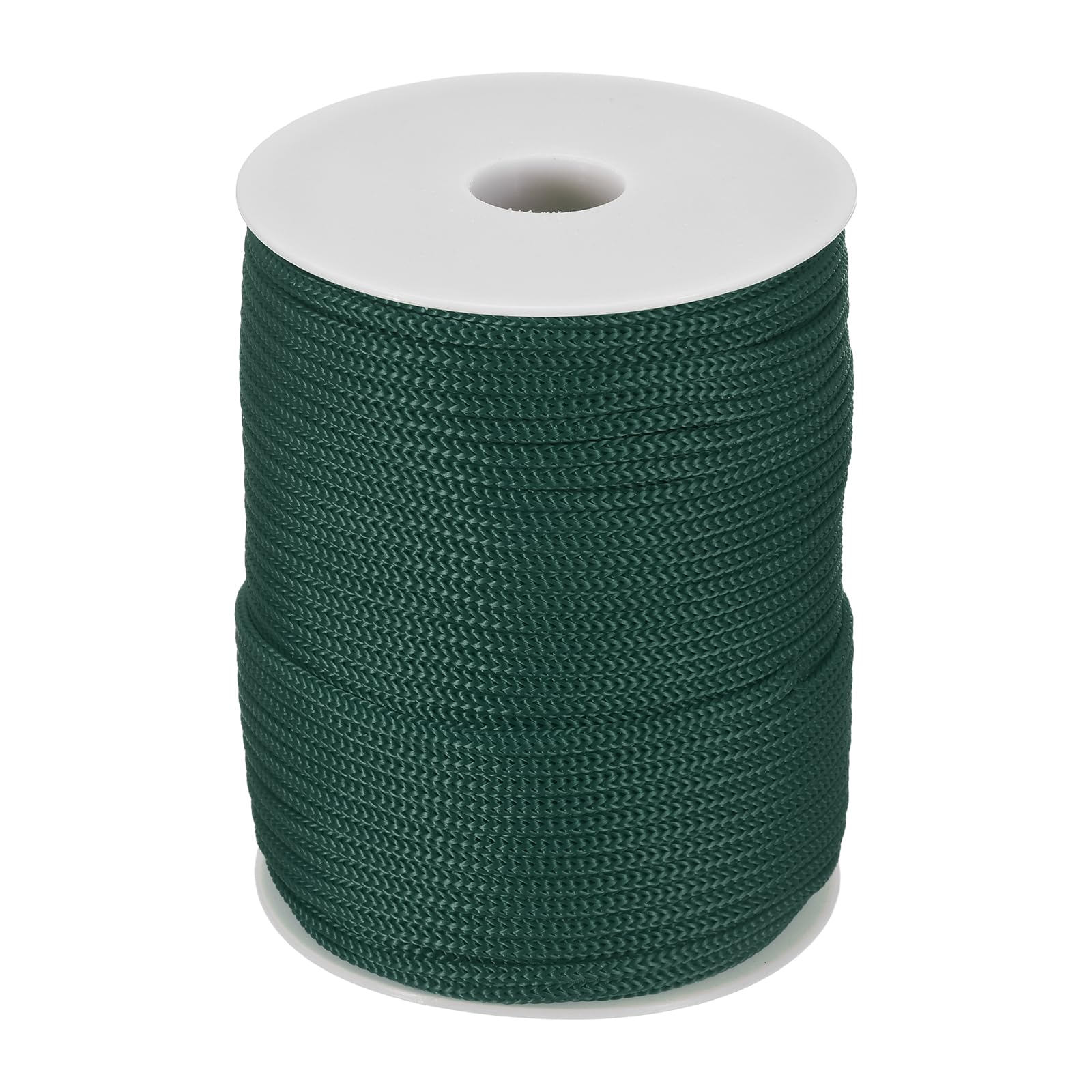 sourcing map 4mm Polypropylene Rope Braided Ropes, 78m Nylon Rope Hollow Utility Cord for Clothesline, Camping, Hiking, Outdoor, Dark Green