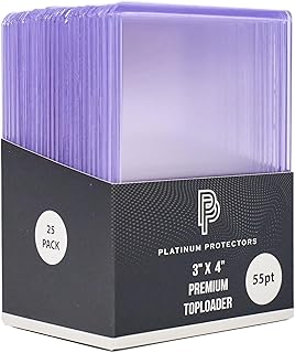 Platinum Protectors 55pt Toploaders Trading Card Protectors (25-Count) - Clear Hard Plastic Top Loader Sleeves for Autos, Refractors, etc