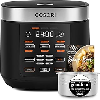 COSORI Rice Cooker & Steamer with Ceramic Coated Inner Pot and Fuzzy Logic, 50 Recipes,10 Cups, 1.8L Capacity, Multi Cooker with 17 Functions, Warmer, Timer, LED Display - Black