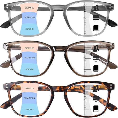 ZESAKER Progressive Multifocus Reading Glasses Women Men Blue Light Blocking Com