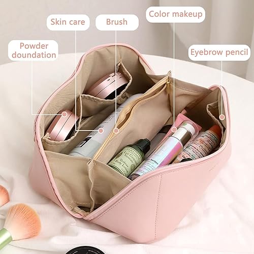 Miniatura 6 de JIALTO Bolsas de maquillaje para mujer, bolsa colgante de maquillaje, bolsa plegable de viaje con 4 compartimentos, organizador de cosméticos