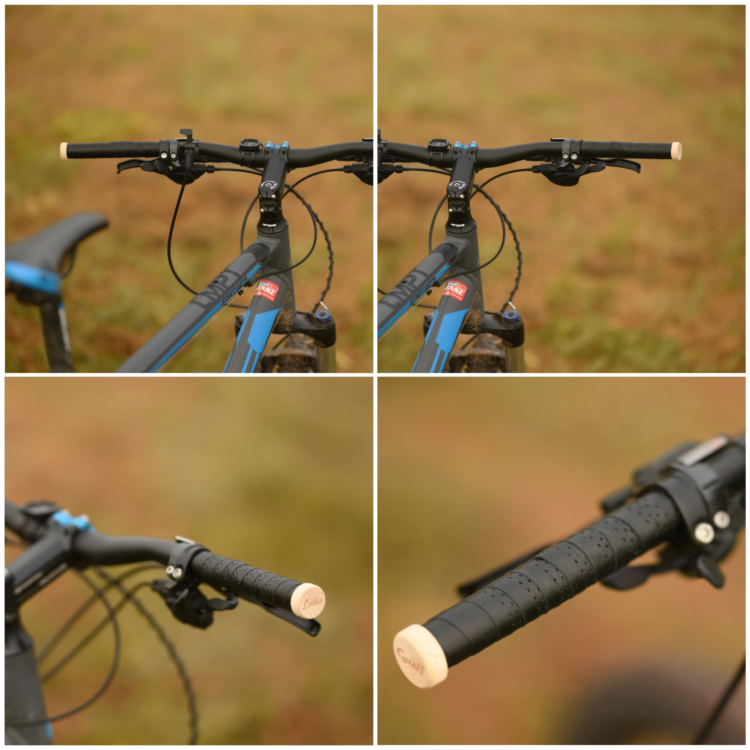 Nastro Manubrio In Vera Pelle Gusti - Nero, Per Bici Da Corsa, Con Tappi E Strisce Adesive - Foto 2