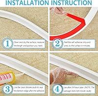 Vista 4 de Umbral de ducha de 122 pulgadas, barrera de agua plegable, sistema de retención de tapón de agua, separación seca y húmeda para baño, cocina y más