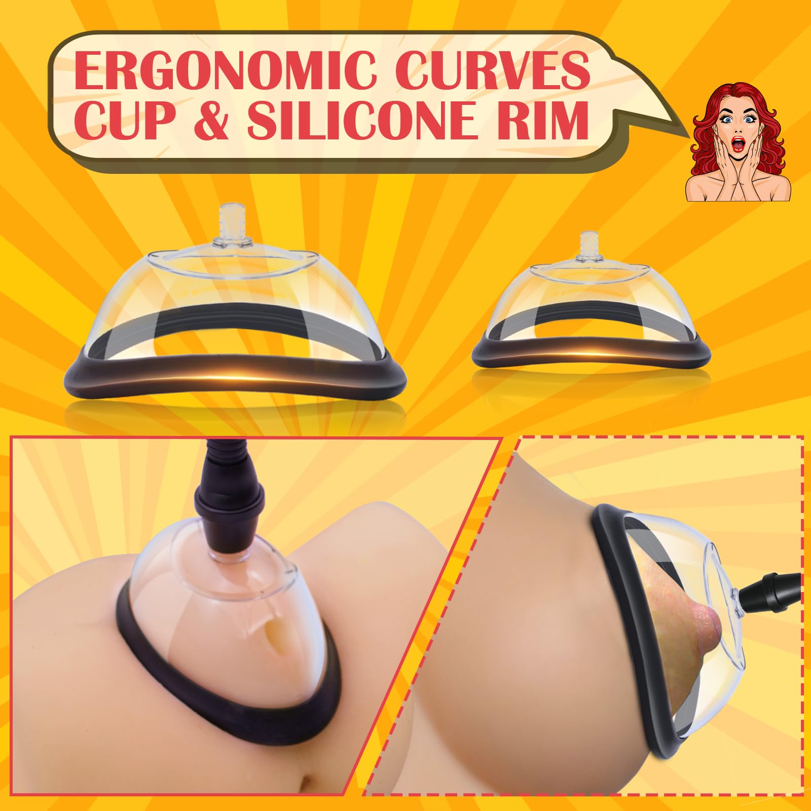 Pussy Pump with 2 Clitoris Nipple Suckers Set, Clitoral Pump Vagina Pumps Sexual Pleasure Tools for Women Couples, BDSM Nipple Sucking Toys with 3 Strong Suction Cups, Adult Sex Toys Kit