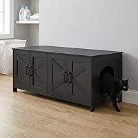Vista 5 de Homhedy Caja de Arena para Gatos con Compartimento para 2 Gatos, Mueble para Caja de Arena Oculta con Habitación Doble, Mueble de Madera para Baño