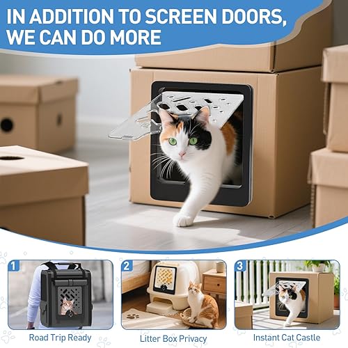 Miniatura 7 de Puerta de gato, conector cuadrado para puerta de mascota, puerta con solapa para gatos, una pequeña puerta abierta para una caja, puerta para