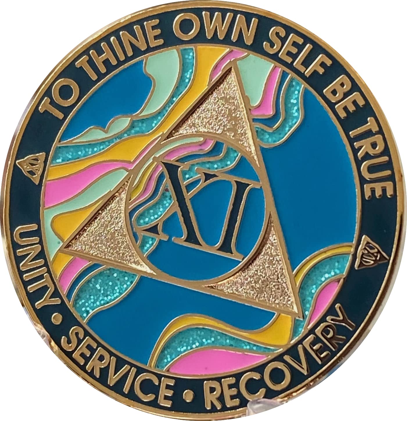 AA 11 Years Elegant Tahiti Marble Teal & Rose Gold Plated Chip Locket-image-45