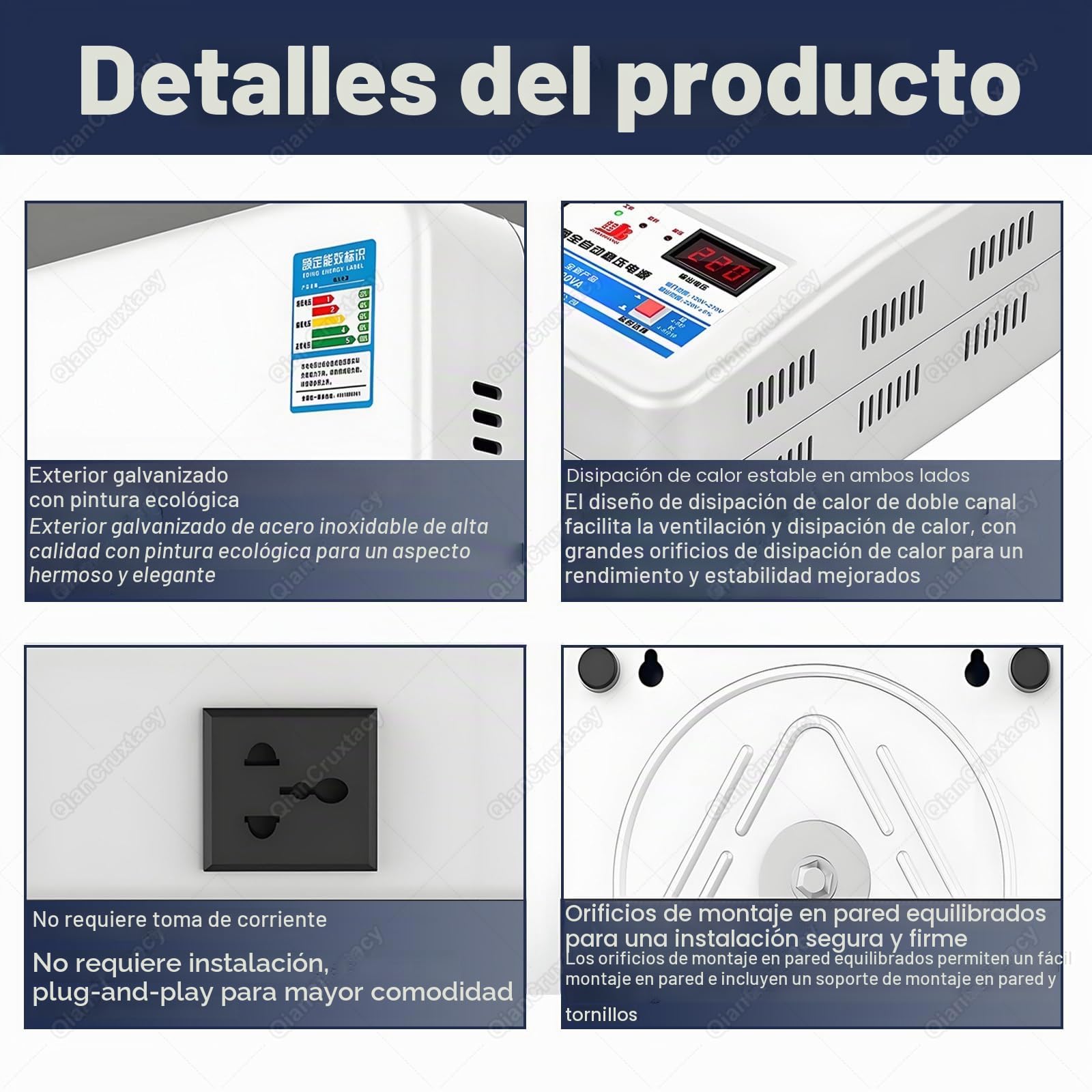 Estabilizador de Voltaje Automático,Montaje en Pared o en Superficie Flexible,Diseño de Cobre Puro,Gran Rango de Potencia (7800W-23000W) para Todos los Electrodomésticos del Hogar 7800W