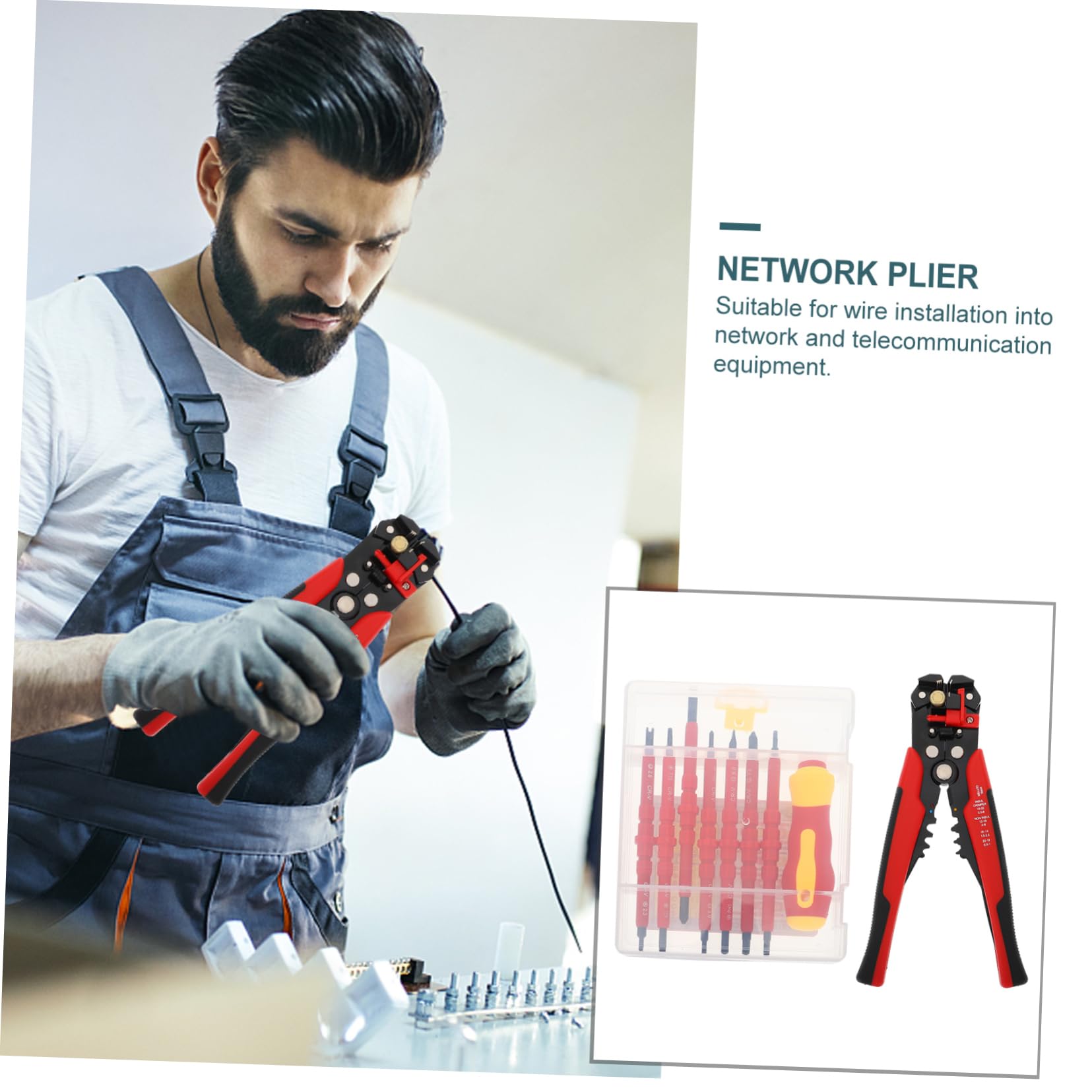 NUOBESTY 2 Set Kit di gruppo stripper kit di strumenti filo elettrico avvitatore cacciaviti kit cacciavite per elettricista attrezzo da elettricista cacciavite isolato acciaio