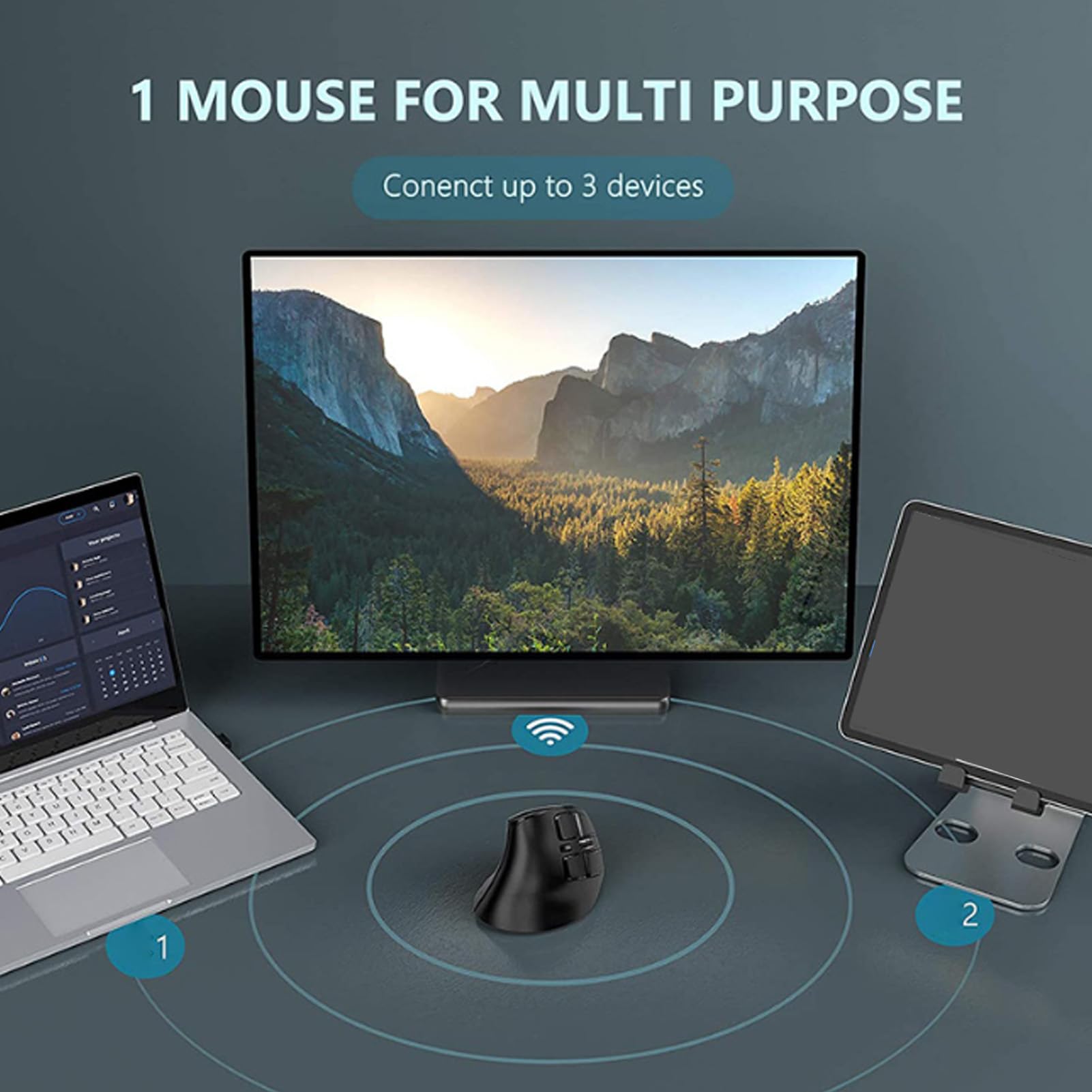 Annadue Vertikale Maus Wiederaufladbare Drahtlose 3 Einstellbare DPI 1000 1600 2400 Stille klick 2.4g Doppelmodus mit Wenig Fingerruhe für Laptop -Desktop -Tablet PC Mac Mac