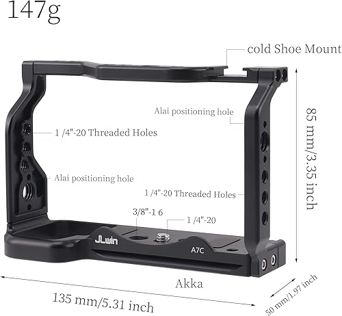 Miniatura 5 de Foto4easy - Jaula para cámaras Sony Alpha A7C con liberación rápida de 14" 38" tornillo y zapata fría, micrófono de expansión