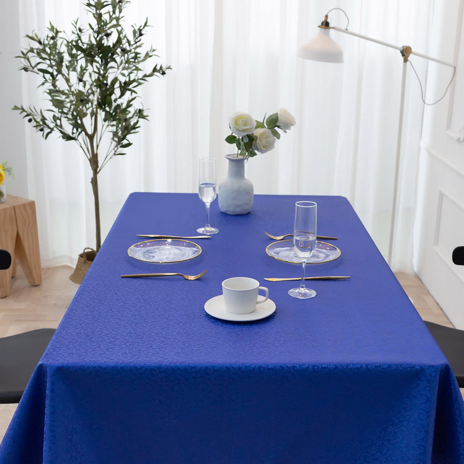 Tovaglia Rettangolare Pulire PVC Impermeabile A Prova di Olio Senza Grinze Pesante Durevole Tovaglie, Copritavolo del Tavolo per Cucina Partito Picnic. (Blu,140x220cm)