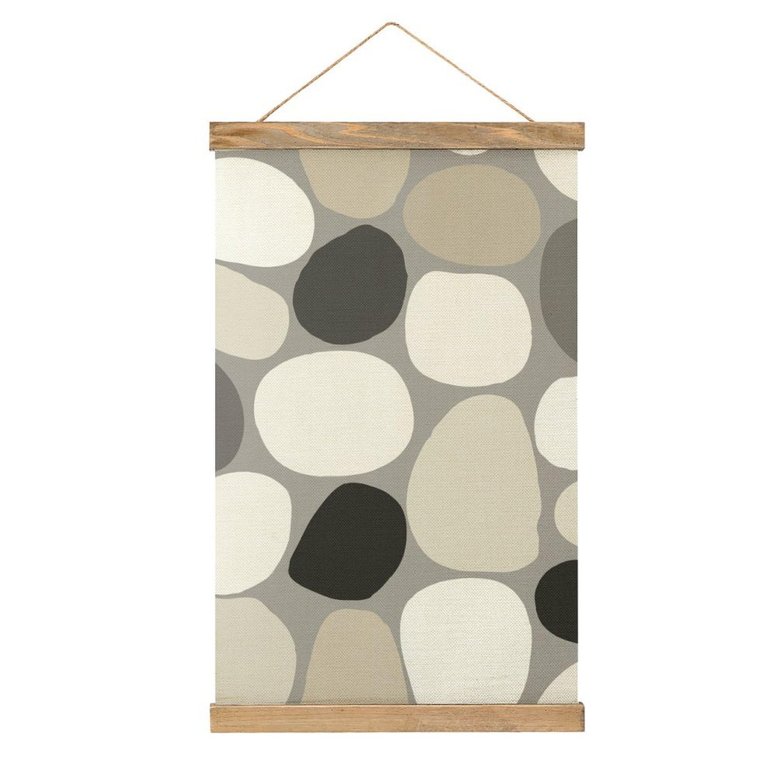 Jubonexis Organic Pebble Taupe And Gray Minimalist Scandinavian Canvas Painting Wood Frames Poster Hanger Hanging Picture Kit Wall Art