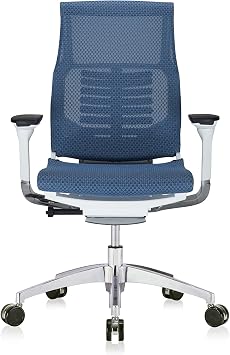 POwerFIT Exec Chair Blue MESH SEAT & Back-White Frame