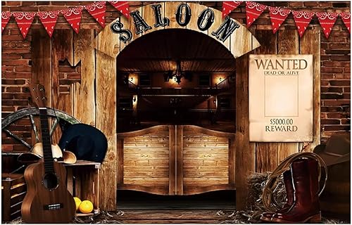 Miniatura 4 de Telón de fondo vintage de 10 x 8 pies, fondo retro de vaquero occidental, suministros para fiestas occidentales, pancarta de madera para casa de