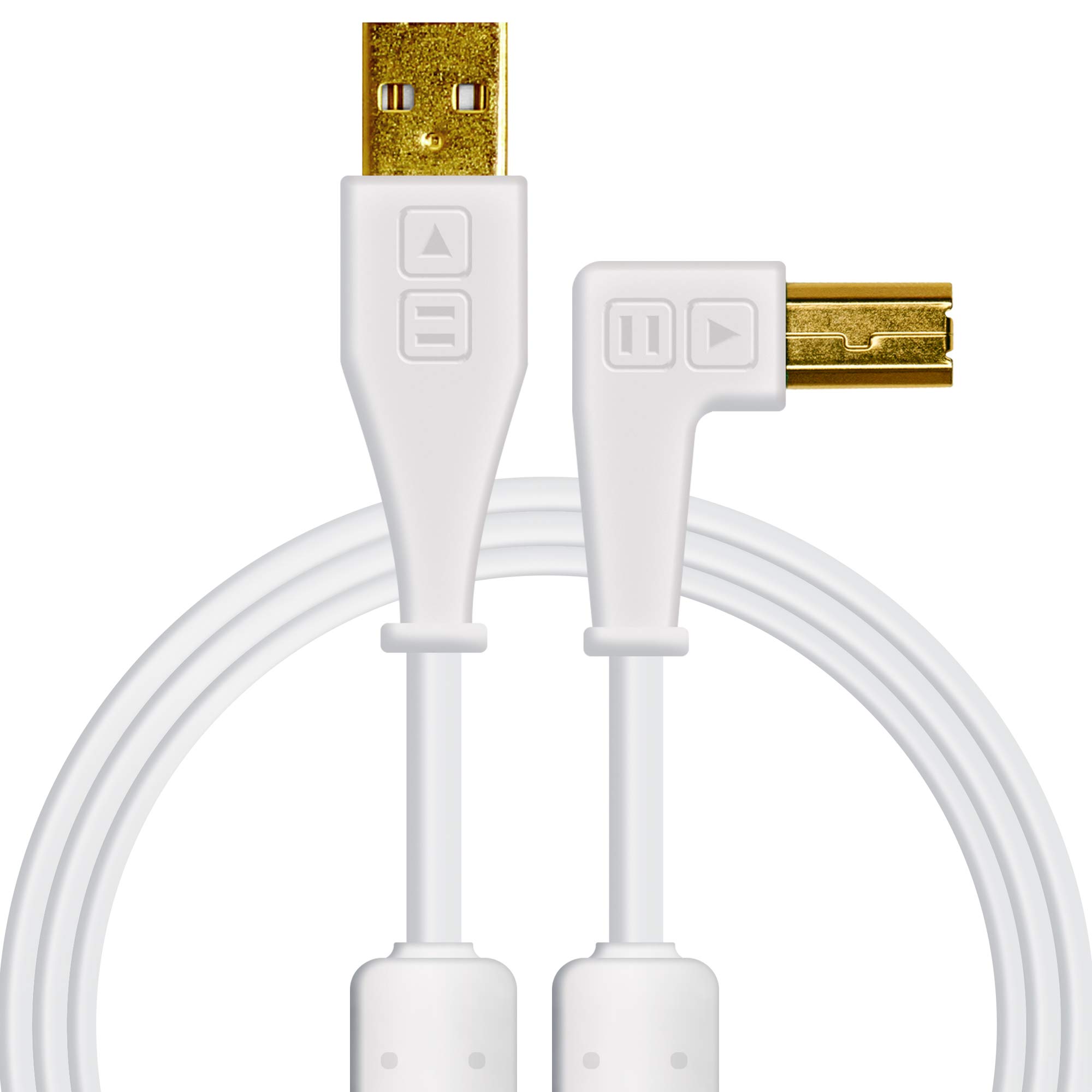 DJ TechTools Chroma Cables: Audio Optimized USB-A to USB-B Right-Angle Cable (White)