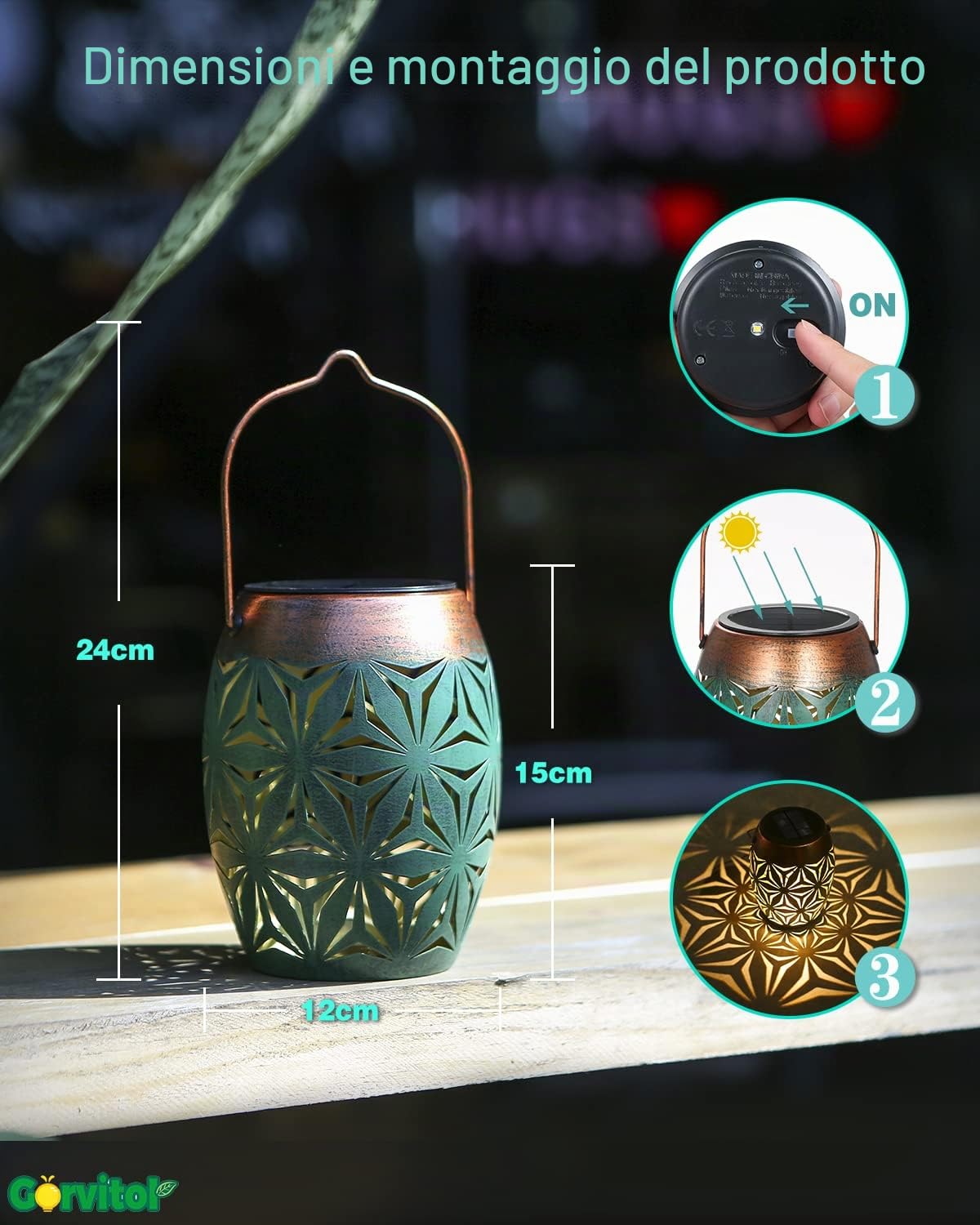 Lanterna solare a LED da 2 pezzi per esterni, lanterna solare bianca calda IP65 retrò per esterni impermeabili, lampade solari in metallo orientale per giardino esterno appeso decorazione balcone