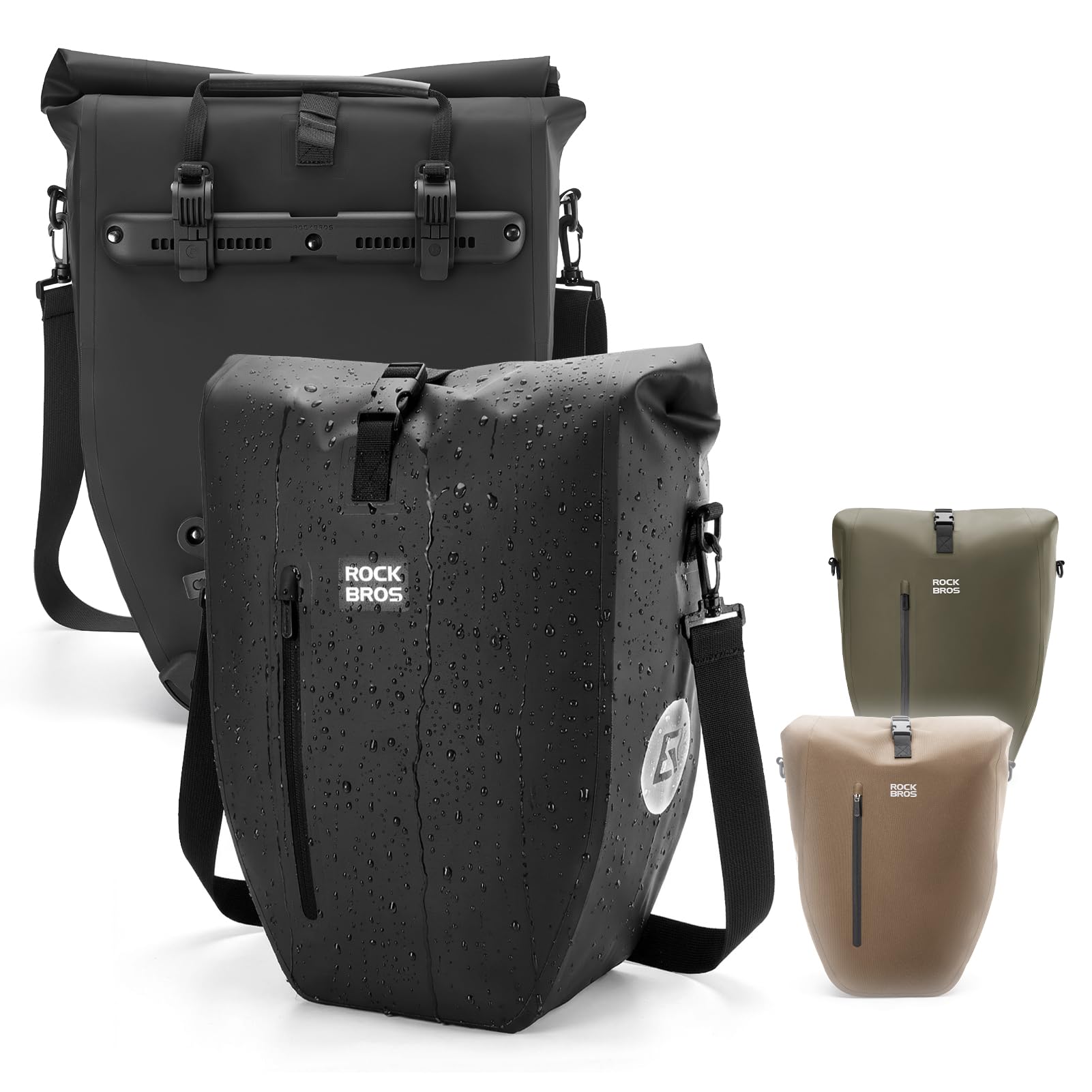 ROCKBROS 100% Waterproof Pannier Bag, 3-in-1 Reflective Rear Bike Bag