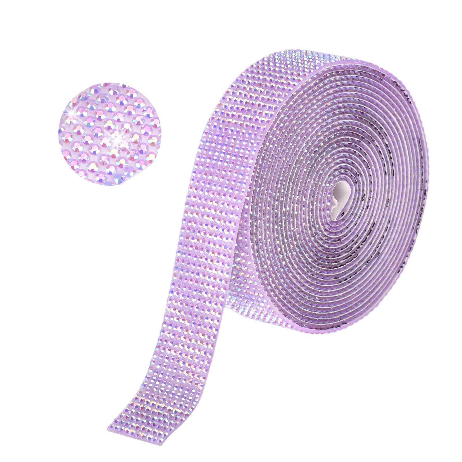 sourcing map Rhinestone Strips,3 Yard 20mm Adhesive Rhinestone Ribbon Bling Rhinestone Tape for for DIY Crafts, Party Car Phone Decorations, Light Purple AB