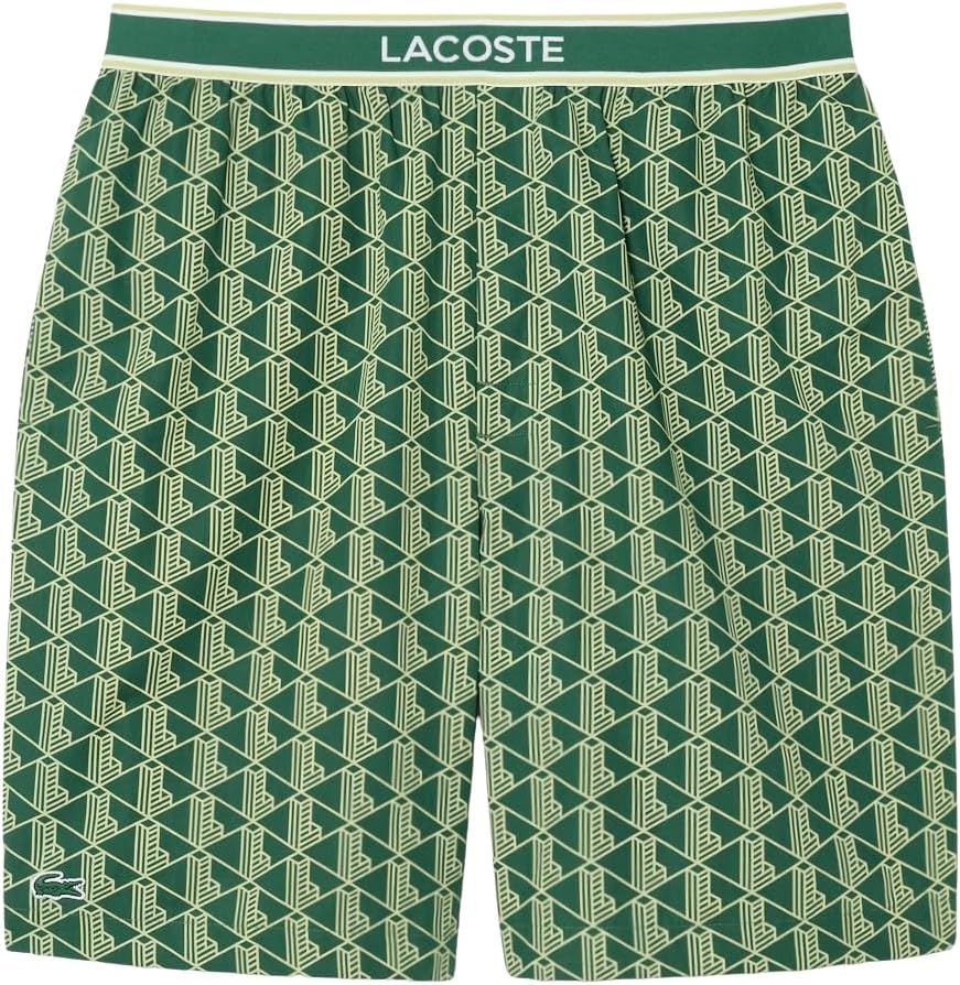 Lacoste Men's Monogram Print Poplin Pajama Shorts