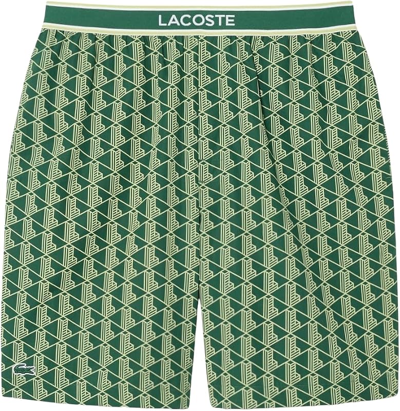 Lacoste Men's Monogram Print Poplin Pajama Shorts