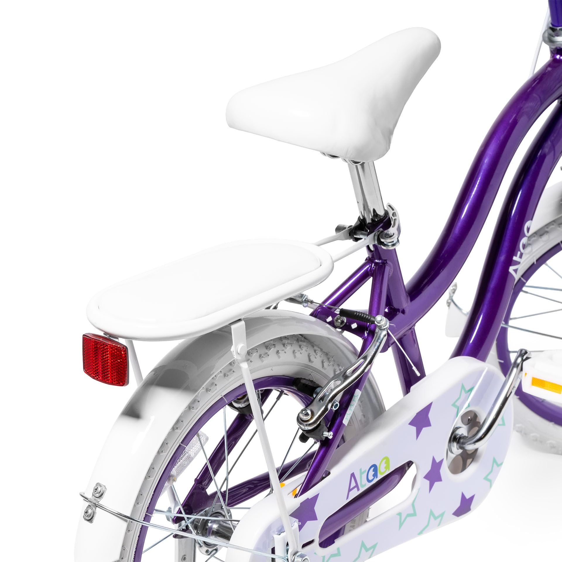 ATAA Bicicleta Infantil Stars para Niñas con Ruedines, Cesta, Timbre y Porta Equipaje – 14” y 16” – Diseño Seguro y Divertido