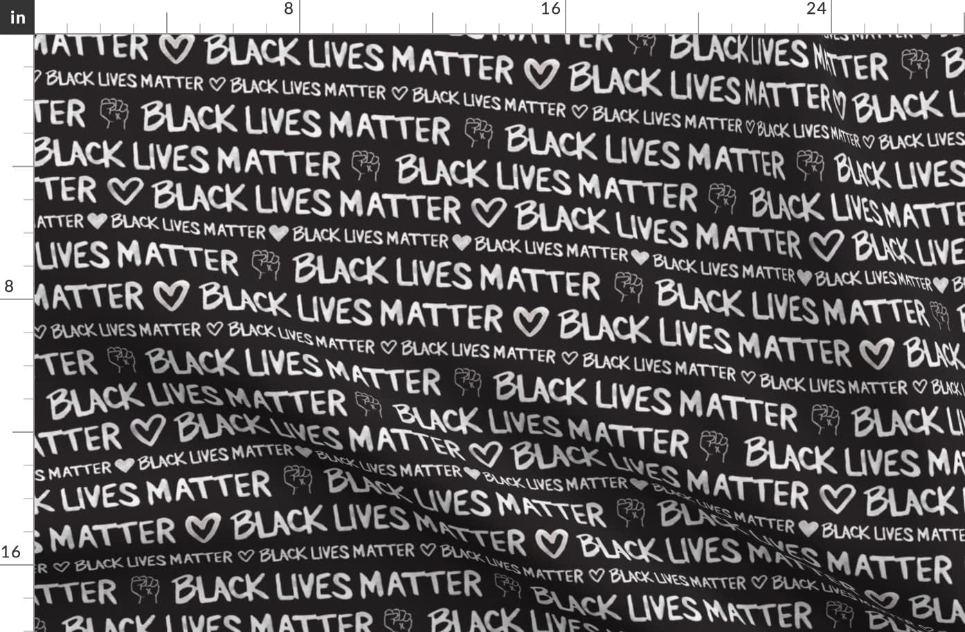Spoonflower Fabric - Black Lives Matter Watercolor Monochrome Printed on Organic Cotton Sateen Fabric by The Yard - Sewing Quilting Apparel Home Decor