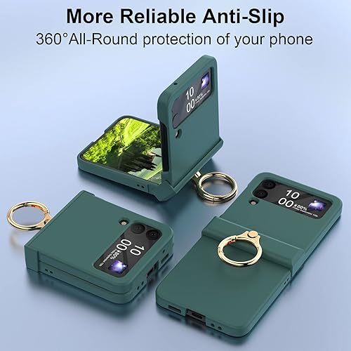 Miniatura 8 de Funda compatible con Galaxy Z Flip 4 con protección de bisagra y soporte de anillo, funda protectora delgada y fina para Samsung Z Flip 4 5G (negro)