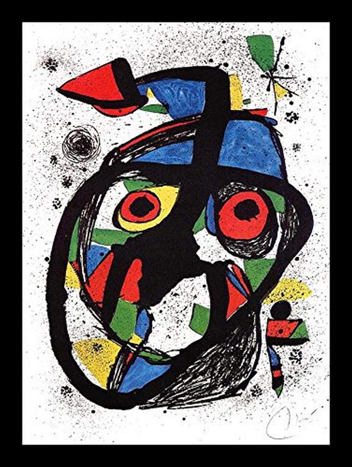 buyartforless Framed " Carrot (Carota) 1978" By Joan Miro Museum Art Print Poster Abstract, 39" X 28", Multicolor, IF E380 39x27 Black 2