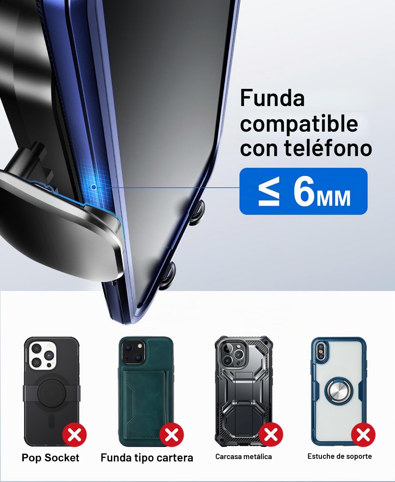Beeasy 15W Cargador Inalámbrico Coche Rápido, [Bloqueo Automático] Cargador Qi de Coche Estable con Rotación 360°, Soporte Móvil Coche para iPhone Samsung Huawei LG y Otros