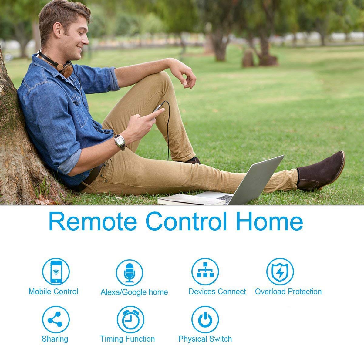 3Stück drahtloser WiFi-Schalter-Empfänger-Kit für Lichter Lampen mit Fernbedienung Drahtlos Empfänger Keine Verkabelung Batterie erforderlich, Arbeit mit Alexa,Echo,Google Home,Tuya,Smart Life App