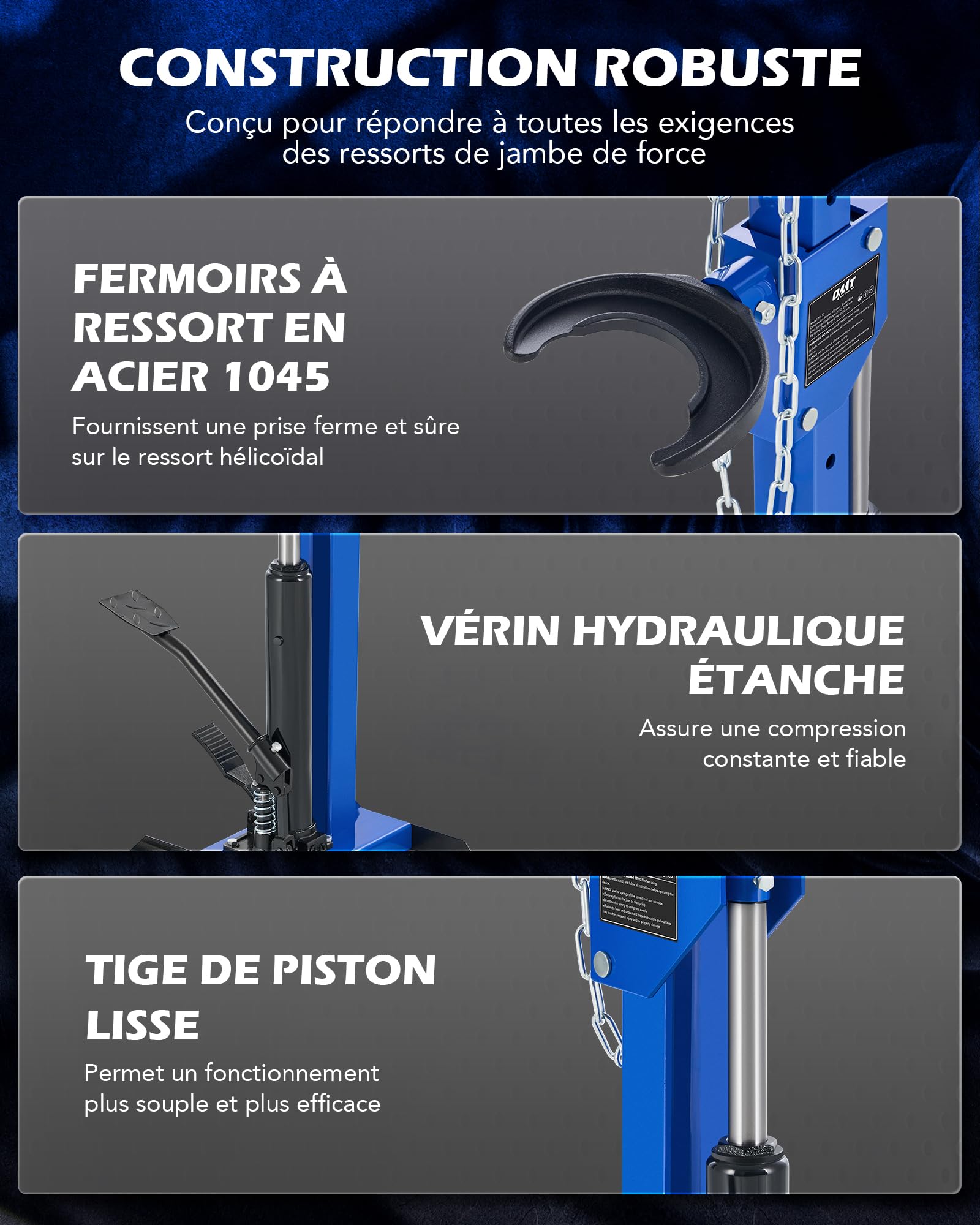 Orion Motor Tech Compresseur de Ressort Amortisseur Hydraulique Force de Compression 1 Tonne Capacité 4,5 Tonnes de Vérin Hydraulique avec 4 Pinces à Ressort pour Voitures Camions SUVs