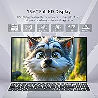 Vista 4 de Portátil para juegos, Celeron N150 (hasta 3.6 GHz), tapa superior de 15.6 pulgadas con 16 GB DDR4 512 GB SSD, huella digital KB retroiluminada, FHD