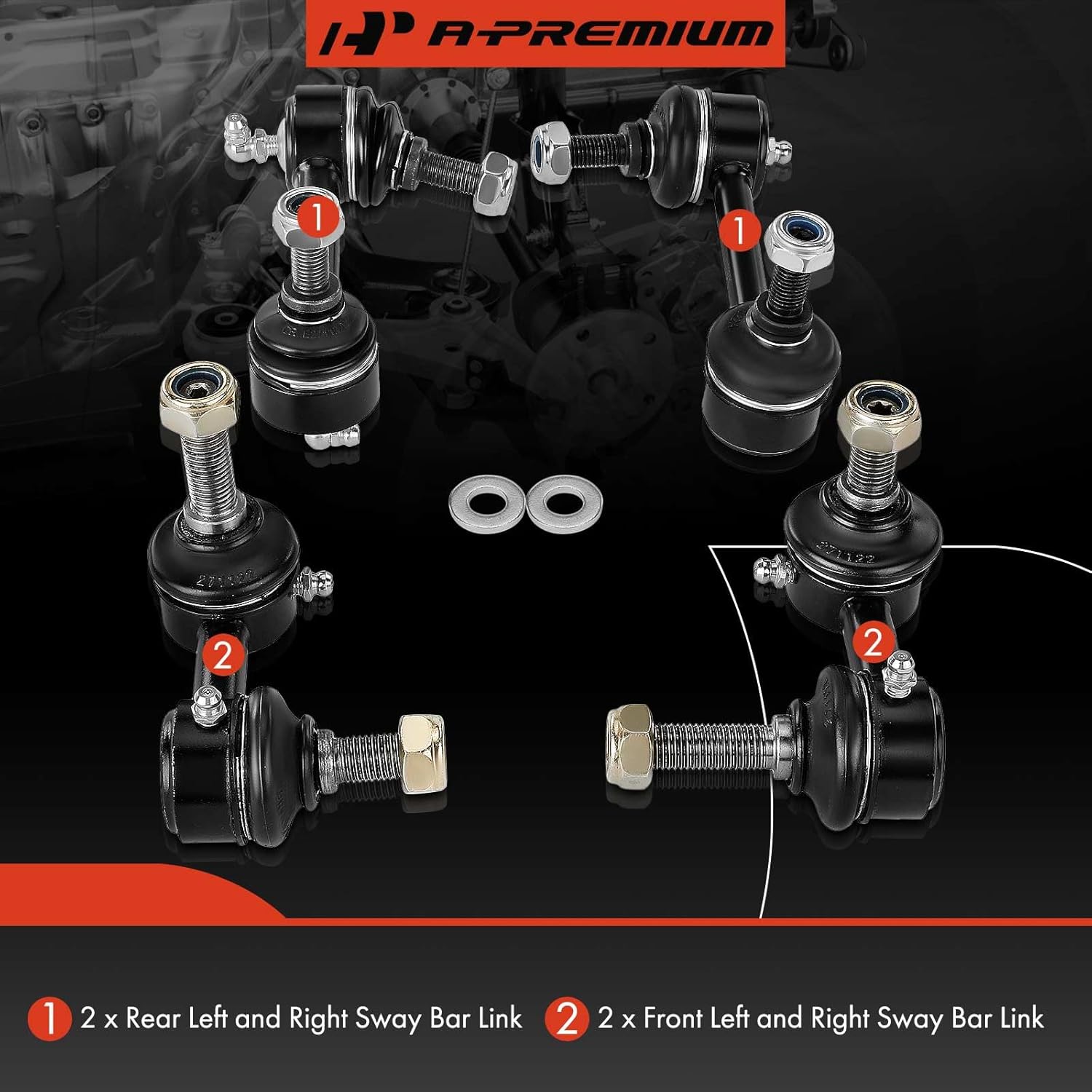 A-Premium Set of 4, Front & Rear Sway Bar Links Kit Stabilizer Bar Links Compatible with Infiniti M35 2006-2010, M45 2006-2010