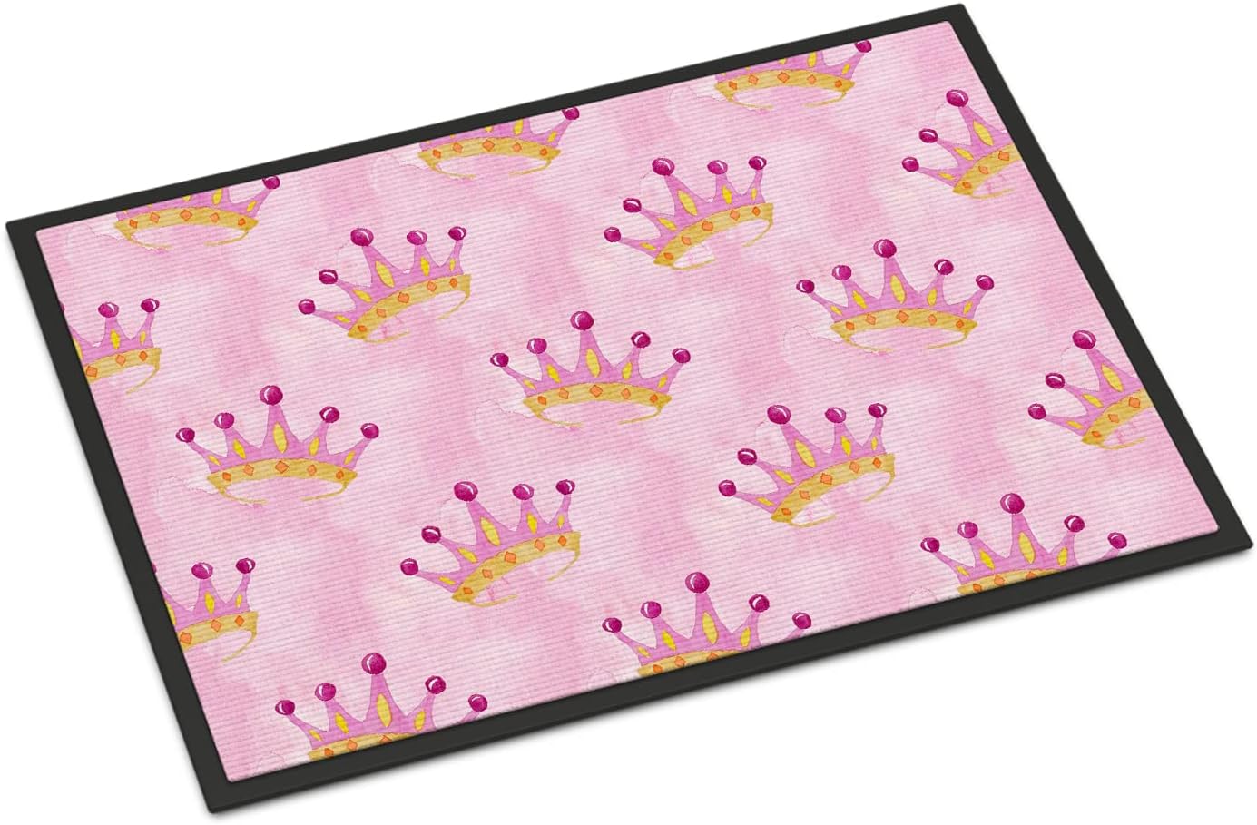 Caroline's Treasures BB7546JMAT Watercolor Princess Crown on Pink Doormat 24x36 Front Door Mat Indoor Outdoor Rugs for Entryway, Non Slip Washable Low Pile, 24H X 36W