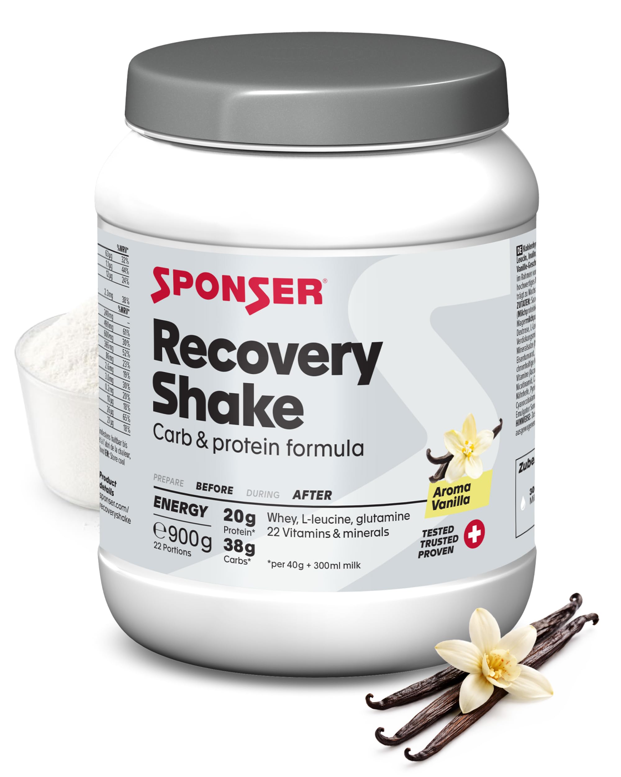 SPONSER Pro Recovery Shake 900g Dose Vanilla Sportgetränk Regeneration