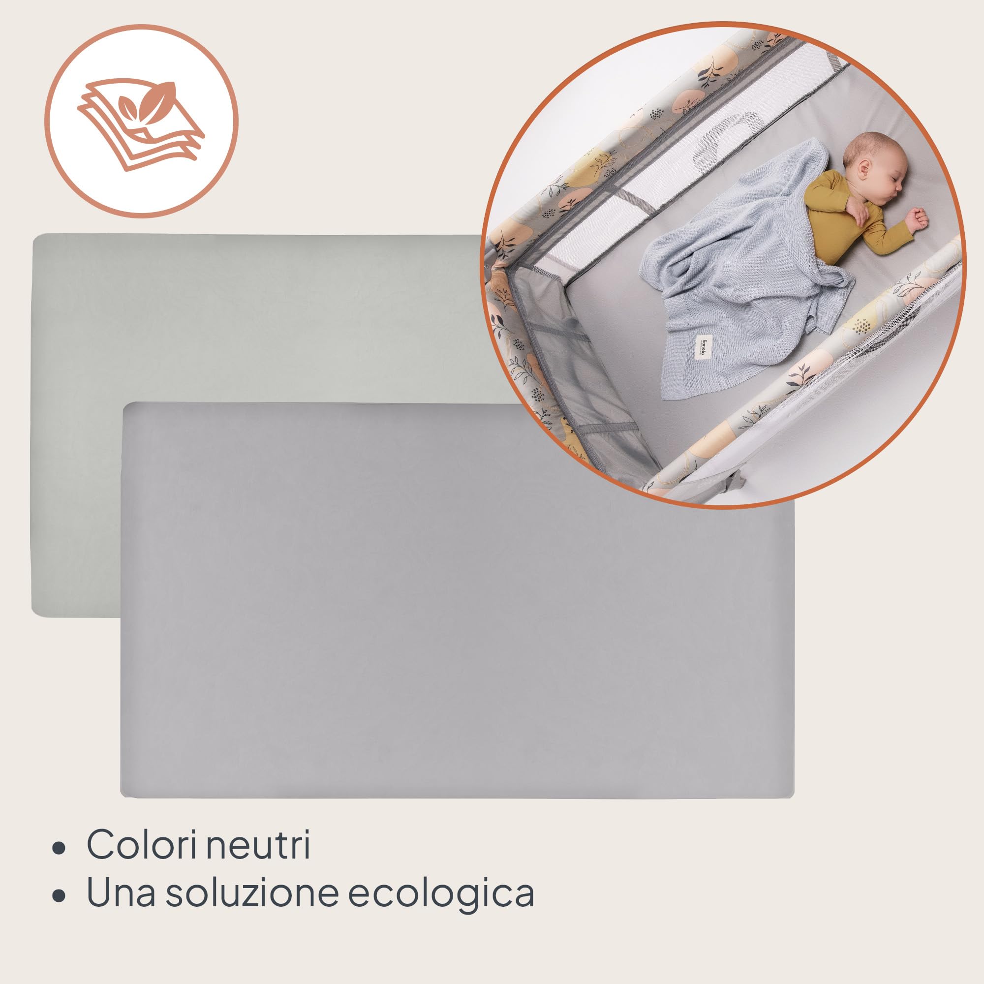 LIONELO Lenzuola con angoli per lettino neonato, Set da 2, 118x60 cm, Cotone di bambù naturale, Traspiranti, Ideali per materasso di lettino, lettino da viaggio/Campeggio o culla, Bianco/Grigio