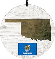 Vista 33 de New York Christmas Ornament - Rustic Design Featuring State Flag and Terrain Map - 2026 Hanging Acrylic Disc Decoration for Tree - Unique and Home