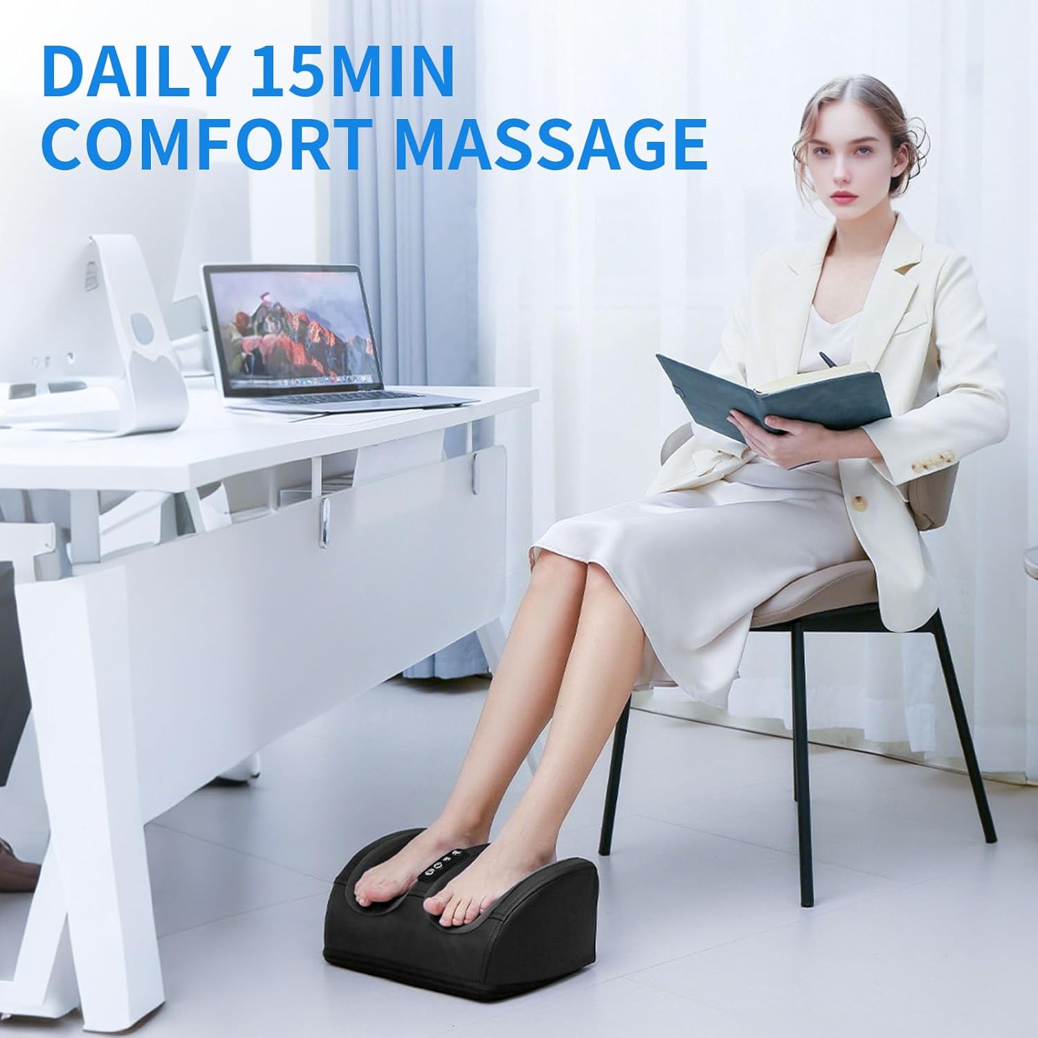 Foot and Leg Massager,Heated Foot Massager for Plantar Fasciitis Pain Relief,3D Shiatsu Rollers with Adjustable Heat for Plantar Fasciitis,5 Modes,Enhances Blood Circulation (Black)