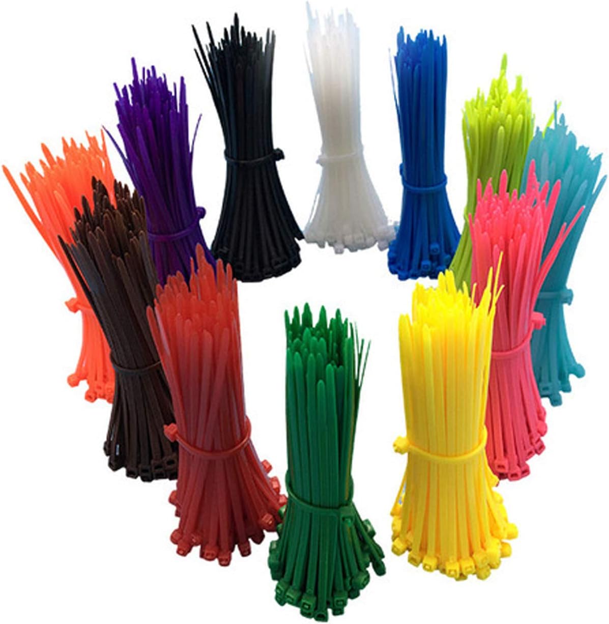 1200 Pieces Zip Ties, Multi-Purpose Assorted Colored Self-Locking Nylon Cable Zip Ties in 12 Different Colour for Home Office Garden Garage and Workshop,4 inch