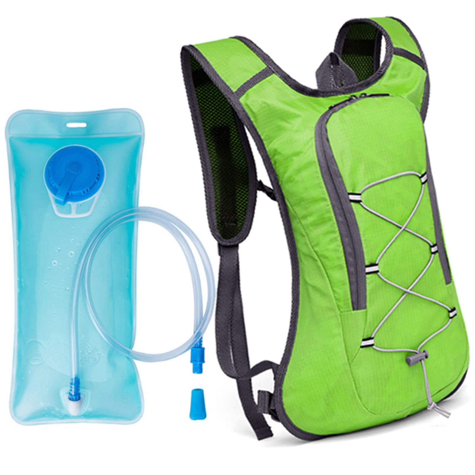 Sac à Dos VTT, Sac Hydratation avec Poche d'eau 2LSac à Dos Running Léger 8L pour Homme Femme pour Vélo VTT Randonnée Alpinisme Camping,Green