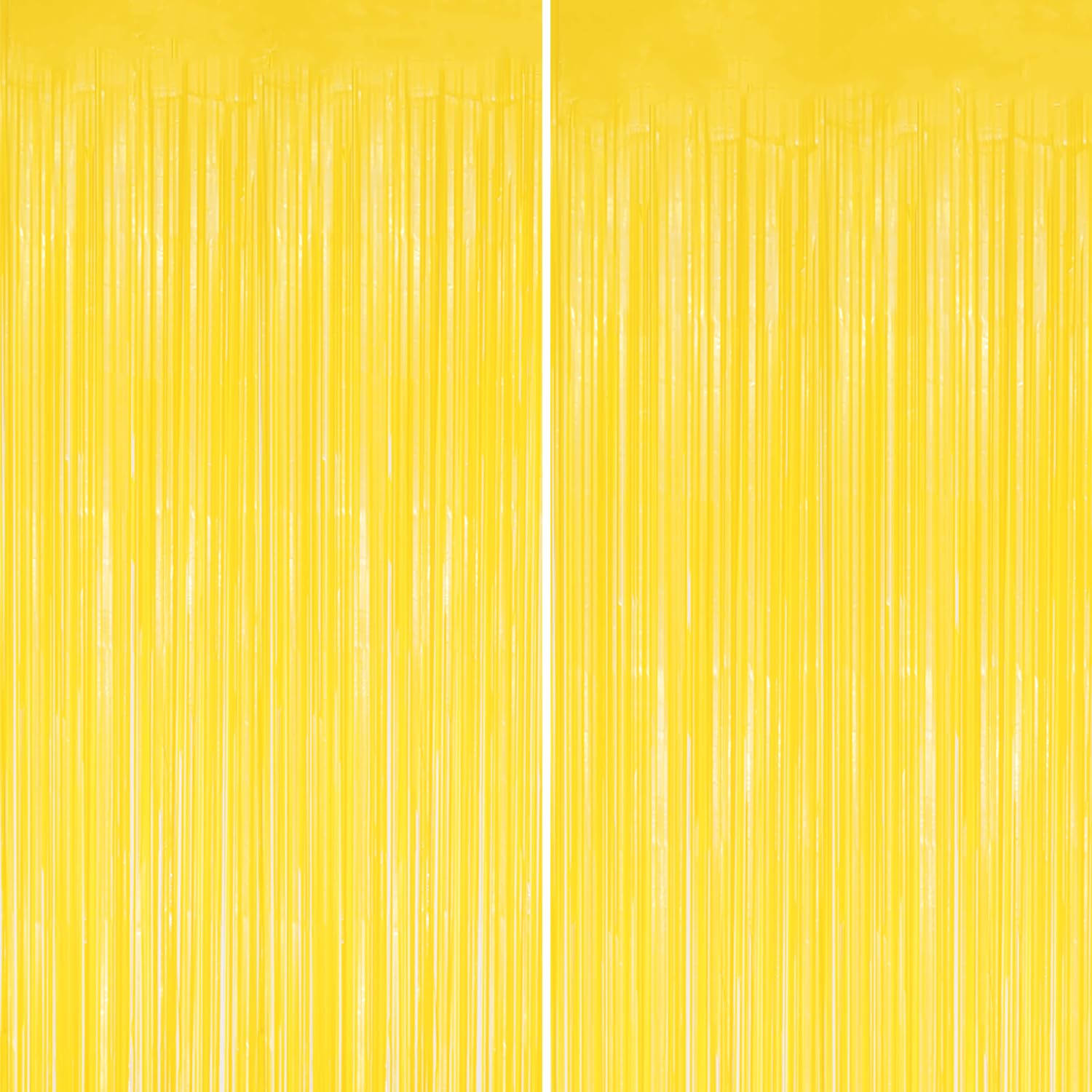 DECOCKRAT 2 Pack Foil Fringe Backdrop - Pastel Yellow Shiny Tinsel Curtains for Party Decoration/Photo Booth Props - 3.3x6.6 FT Metallic Foil Backdrop for Birthday, Wedding, Graduation, Christmas.