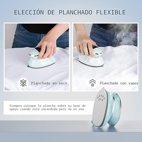 Miniatura 5 de Mini plancha de viaje con vapor para ropa con doble voltaje, mini máquina de planchar portátil con suela antiadherente, plancha pequeña para coser,