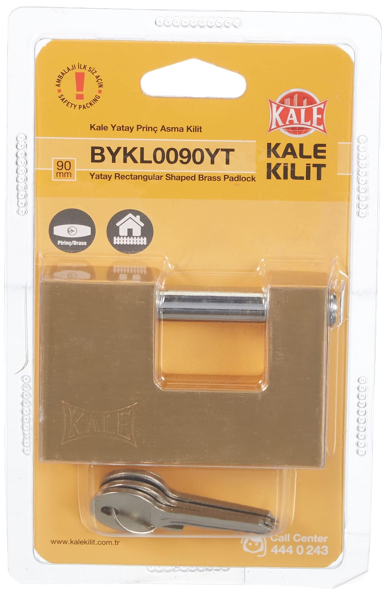 Yatay Pirinç Asma Kilit, 90mm
